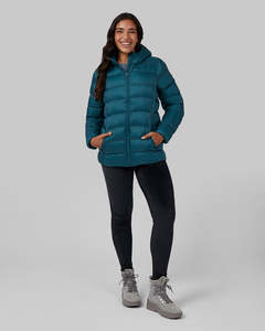 Blouson matelassé unisexe à capuche bleu sarcelle, respirant, coupe-vent, avec fermeture éclair, décontracté, hiver, coupe ajustée, couleur unie, polyester polaire - Product Image 2