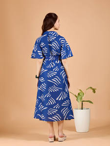 Vestido Midi Bohemio de Verano para Mujer, de Manga Corta, Estampado Floral, de Diseño de Lujo, Ecológico, de Georgette Natural, 100% Algodón Transpirable - Product Image 2