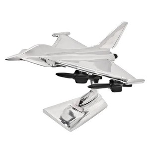 Modèle d'avion de chasse Rafale en métal avec support, argenté et doré, en métal moulé sous pression, objet de collection pour la décoration de bureau, de maison ou de bureau. - Product Image 4
