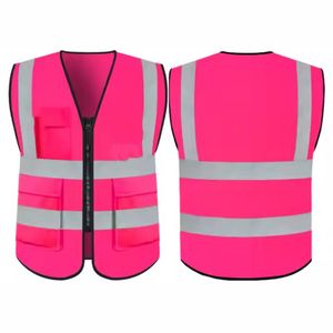 Gilets de sécurité réfléchissants modernes haute visibilité, 8 poches, fermeture éclair sur le devant, unisexe, vêtements de chantier, gilet de sécurité à vendre - Product Image 1