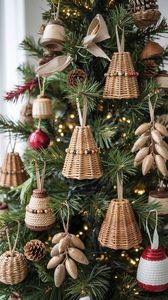 Decorative Wicker Rattan <b>Christmas</b> <b>Tree</b> Ornaments Handmade Home Decor - Product Image 2
