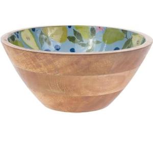 Bol de service profond et arrondi en émail imprimé, idéal pour salades de fruits et légumes, soupes, et comme pièce maîtresse décorative pour table en bois. - Product Image 1