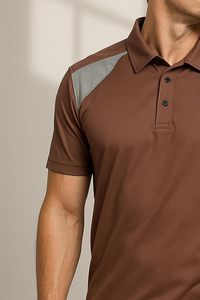 T-shirt polo en polycoton respirant et absorbant la transpiration pour l'entraînement en salle de sport, coupe ajustée, tissu haute densité, style décontracté élégant - Product Image 3