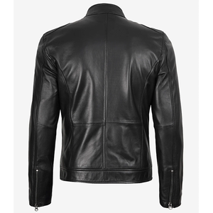 2026 OEM Hot Trending Original Black Cowhide Leather Jacket For Men's Zip Pockets 100%High Quality Low MOQ Winter Fashion Jacket - Product Image 6