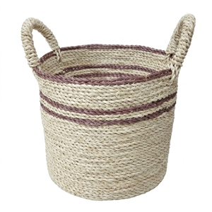 Cestas de Almacenamiento de Fibra Natural, Cesta Tejida a Mano, Cesto para Ropa Sucia, Artesanía Balinesa, Organizador Trenzado de Dos Tonos, Decoración Boho para el Hogar - Product Image 1