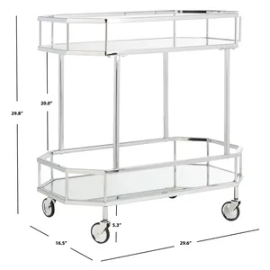 Carrito de Bar Moderno Cromado con Estantes de Vidrio, 29.8x29.6x16.5 Pulgadas, Estilo Glamuroso, Carrito Rodante para Fiestas - Product Image 6