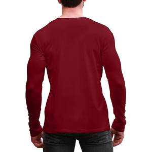 Camiseta Henley de Punto para Hombre, Color Sólido, Estilo Vintage, Corte Ajustado, para Deportes al Aire Libre, Casual, 100% Poliéster, Impresión Serigráfica, Nueva - Product Image 5