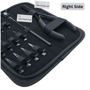 Hair Extension Tools Kit Micro Beads Crimping Plier Pulling Loop Tools Sectioning Clips Rexine Case Microlinks Micro Ring I-Tip - Product Image 3