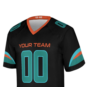 Camiseta de Fútbol Americano Negra Personalizable con Cuello en V, Manga Corta, Impresión Sublimada, Malla Transpirable para Hombre - Product Image 3