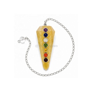 Péndulo de Piedra Lunar Melocotón de 7 Chakras, Péndulo de Cristal de Siete Chakras para Reiki, Herramienta de Radiestesia de Gemas Naturales, Suministro al por Mayor - Product Image 3