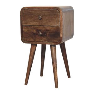 Legno massello Mini curvo grigio lavato comodino mobili artigianali per camera da letto - Product Image 2