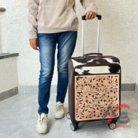 Nouvelle Valise de Voyage Grande Taille en Cuir de Vachette Véritable Façonnée à la Main, Motif Floral Style Western, Collection Premium 2026 – Vente Flash