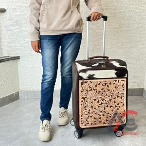 Maleta de Cuero Vacuno Hecha a Mano de Primera Calidad 2026, Diseño Floral, Estilo Occidental, Cuero Genuino, Maleta de Viaje Grande, Gran Venta - Product Image 1