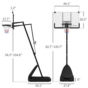 Sistema de Baloncesto Independiente 5/10 con Tablero Resistente a Impactos de 44 Pulgadas, Sistema de Rebote y Ruedas - Equipo de Cancha Autónomo - Product Image 2