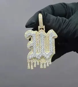 Collar con Colgante de Letra W Estilo Hip Hop, con Incrustaciones de Diamantes Moissanite, Plata de Ley 925, Personalizable con Iniciales - Product Image 5