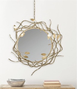 Miroir mural rond encadré en laiton avec un design en forme de nœud, style Art Déco, fait main, style décoratif traditionnel - Product Image 2