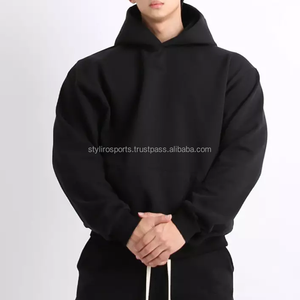 Sweat-shirts à capuche pour hommes avec logo personnalisé, 100% coton, poids lourd, hiver, épaules tombantes, sans cordon, design imprimé - Product Image 3