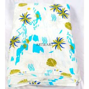 Tela de algodón orgánico con hermoso estampado a mano y colores vibrantes, ligera, con estampado isleño para camisas y cortinas para niños. - Product Image 2