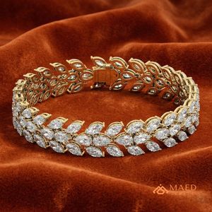 กำไลข้อมือเทนนิสโมอิสซาไนต์สีทองสำหรับผู้หญิง กำไลแบบโซ่เส้นเล็ก เครื่องประดับแฟชั่น ของขวัญวันครบรอบแต่งงาน เครื่องประดับหรูหรา - Product Image 4