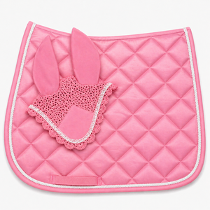 Juego de mantillas y velos para silla de montar a caballo, personalizados y profesionales, en colores sólidos, para doma y salto. - Product Image 4