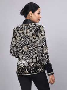 Modern Woven Short Blazer <b>Jacket</b> <b>Women</b> Slim Fit Anti-Wrinkle Full Sleeve Crystal Business Formal Meetings <b>Smart</b> Casual Looks - Product Image 3