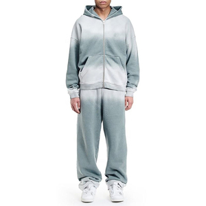 Men Sun Faded Tracksuit Vintage Washed Soft Breathable Cotton <b>Blend</b> Athletic Fashion Outfit Sweatshirt Matching Jogger Pants - Product Image 1