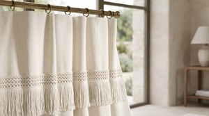 Ribete de encaje de macramé de algodón hecho a mano para cortinas, decoración del hogar y textiles decorativos - Product Image 2