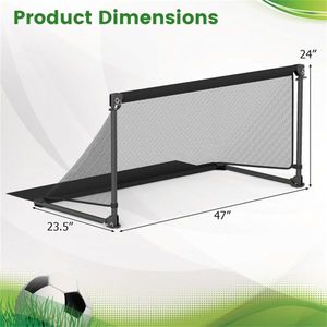 47\" <b>Portable</b> Black Folding Soccer <b>Goal</b> (Size M) Heavy Duty Metal Frame with Tear Resistant PE Net Training Equipment - Product Image 3