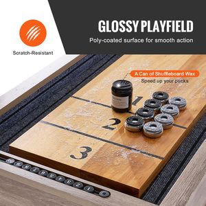 2-in-1 11.5 ft Indoor Shuffleboard and <b>Bowling</b> Combo Table Steel and Wood Workout and Training Fitness Set - Product Image 4