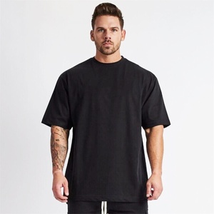 T-shirt à col rond surdimensionné pour homme, manches courtes, couleur unie, coupe décontractée, 100% coton jersey tricoté, design col rond - Product Image 2