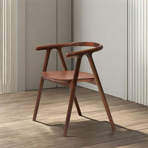 Chaise de salle à manger en bois de style Japandi moderne, dossier en rotin, siège rembourré pour restaurant, hôtel, mobilier - Product Image 6