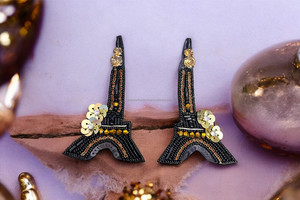 Pendientes Colgantes de Torre Hechos a Mano con Bordado de Cuentas, Diseño París, Joyería Multicolor, Accesorios de Fiesta, Moda Personalizada - Product Image 4