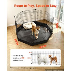 Recinto per Cani Resistente, 30 Pollici, 8 Pannelli Pieghevoli in Metallo, con Tappetino e Porta - Product Image 2