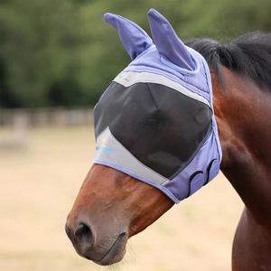 Masque anti-mouches pour chevaux, nouveau design, avec protection UV pour les oreilles, confortable, respirant, élastique, avec grandes mailles pour les yeux - Product Image 1