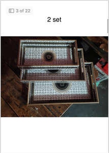 Bandejas rectangulares y cuadradas de nuevo estilo Bandeja de servicio impresa de MDF recubierta de esmalte hecha a mano para uso doméstico en hoteles o restaurantes - Product Image 2