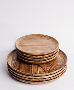 Assiettes en bois pour le dessert, assiettes rondes en bois d'acacia noir massif, meilleur prix - Product Image 6