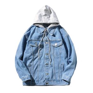 Sweat à capuche en denim pour homme, coupe classique, couleur unie, avec poche, respirant, séchage rapide, écologique, style décontracté hiver, 100% coton - Product Image 3