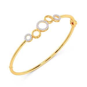 Multi Circle Motif Diamond Hinged <b>Bangle</b> <b>Bracelet</b> - Product Image 4