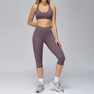 2026 Yoga Fitness Workout Gym Active Custom Logo Sports Bra With Flare Leggings <b>Set</b> for Woman - Product Image 4