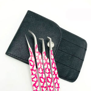 Pince à épiler professionnelle en acier inoxydable à pointe incurvée, anti-magnétique, avec poignée confortable, longueur 10 mm, pour volume - Product Image 3