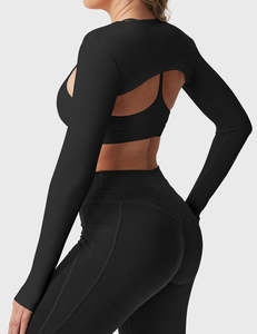 Personalized <b>Women's</b> Shoulder <b>Shrug</b> Cropped Long Sleeve Open Front Slim Fit Stretch Knit Casual Layering Top Polyester Spandex - Product Image 6