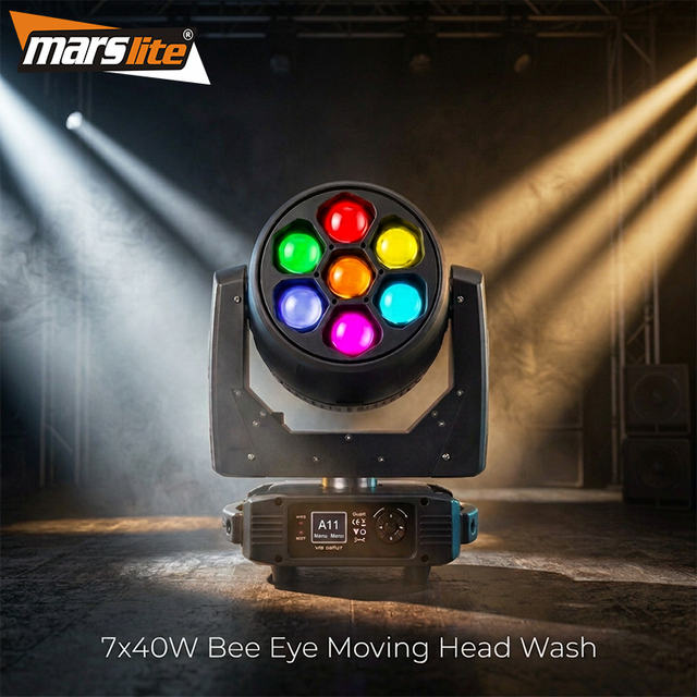 Marslite 7x40w Mini Bee Eye  Moving Head Wash CTO Rgbw 4In1LED Cabeza Movil Led WashMoving Head Stage Light for DJ Disco Concert