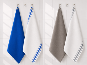 Serviette de cuisine en lin personnalisée, rayée, absorbante, pour la maison - Product Image 2