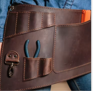 Vintage Rustic Genuine <b>Leather</b> Waist <b>Apron</b> High Adjustable Soft Daily Use Eco-Friendly Durable Lightweight Functional Storage - Product Image 5