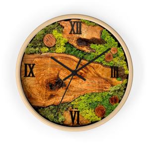 Reloj de pared de madera de olivo hecho a mano con números romanos, reloj de pared de madera natural, decoración de pared de lujo para sala de estar rústica. - Product Image 2