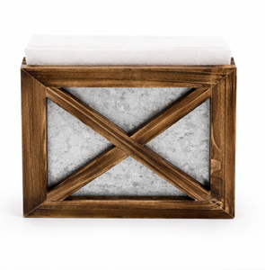 Porta Servilletas Rústico de Madera Estilo Granja para Mesa, Dispensador Vertical de Servilletas de Madera Marrón y Metal Galvanizado - Product Image 2