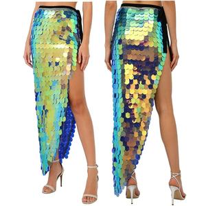 Falda larga de danza del vientre para mujer, pañuelo de cadera con cordones, trajes de danza para festivales, hip-hop, jazz, vals, fiestas temáticas musicales - Product Image 2