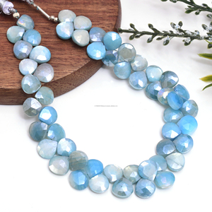 Perles de pierre de lune naturelle facettées en forme de cœur, brin de 8 pouces, 8x8 à 8x8,5 mm, perles de cristal pour la fabrication de bijoux et bracelets - Product Image 2