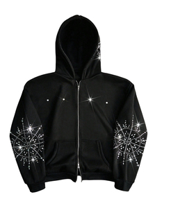 Sudadera con Capucha de Invierno 100% Algodón, Bordada con Pedrería, Unisex, con Logotipo Personalizado, Casual, Transpirable, Impermeable, Venta al Por Mayor - Product Image 2