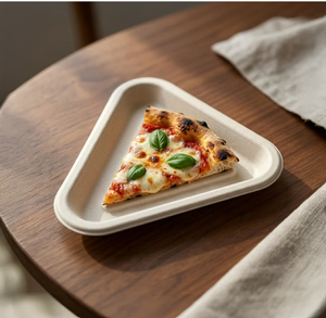 Trending Compostable Molded <b>Pulp</b> Triangle Pizza Plate Eco Friendly Disposable Food Tray Water Resistant for Takeaway Catering - Product Image 3